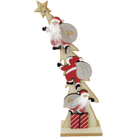 TrendLine Dekofigur Holz Tannenbaum Weihnachtsmänner 47 x 40 x 34 cm mehrfarbig Figur