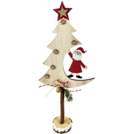 TrendLine Dekofigur Holz Tannenbaum Weihnachtsmann 45 x 42 x 52 cm mehrfarbig Figur