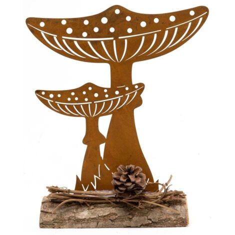 TrendLine Dekofigur Pilze Metall 22,5 x 19 cm Rostoptik Figuren, Skulpturen & Statuen