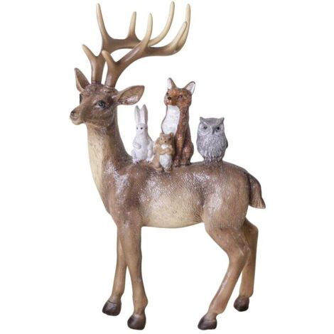 TrendLine Dekofigur Rentier mit Tieren 27 x 16 cm Figuren, Skulpturen & Statuen