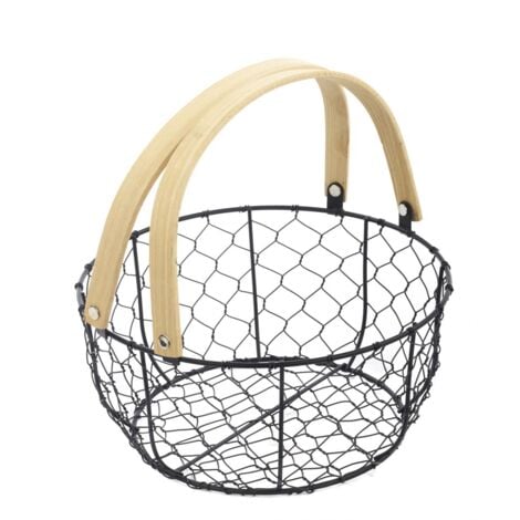 TrendLine Dekokorb 21 x 10,5cm Metall Schwarz Metallkorb Gitterkorb Obstkorb