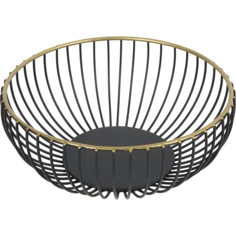 TrendLine Dekokorb Metall 18 x 6,5 cm schwarz-gold Dekorative Platte