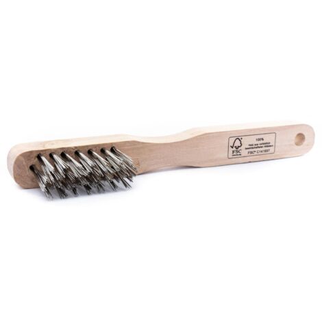 TrendLine Drahtbürste Edelstahl 3-reihig Holzgriff Grillreiniger Stahlbürste