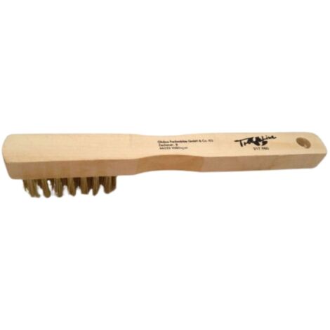 TrendLine Drahtbürste Messing 3-reihig Holzgriff Grillreiniger Metallbürste