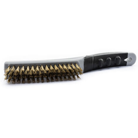 TrendLine Drahtbürste Messing 4Reihig Kunststoffgriff Grillreiniger Metallbürste
