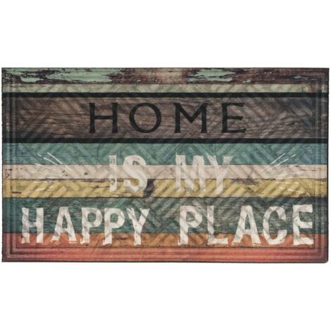 TrendLine Fußmatte Lima Happy Place 45 x 75 cm 100 % Gummi für Innen und Außen