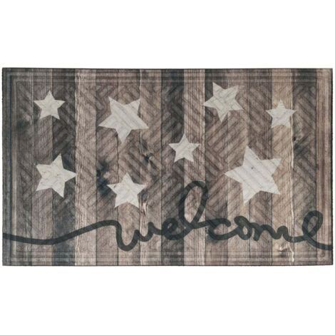 TrendLine Fußmatte Lima Sterne 45 x 75 cm 100 % Gummi für Innen und Außen