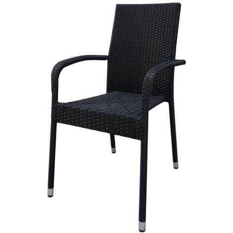 TrendLine Gartenstuhl Malta Stapelstuhl Polyrattan schwarz Gartenmöbel