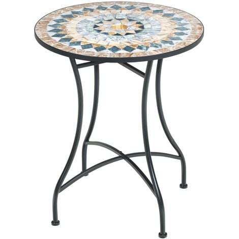 TrendLine Gartentisch Provence Mosaik 60 cm Tisch Beistelltisch Terrassentisch