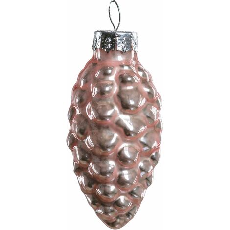 TrendLine Glas-Tannenzapfen rosa 12 Stück 6 cm Dekozapfen Christbaum