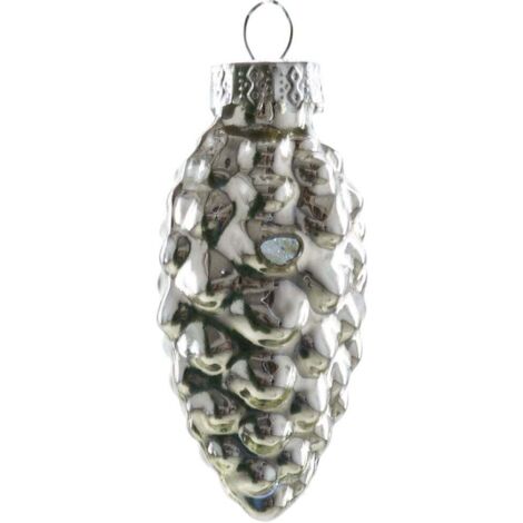 TrendLine Glas-Tannenzapfen silber 12 Stück 6 cm Weihnachtsdekoration Dekozapfen