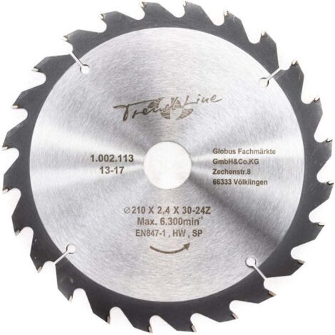 TrendLine HM-Kreissägeblatt 210 mm, Bohrung 30 mm, 24 Zähne