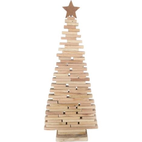 TrendLine Holzbaum mit Stern 30 x 10 x 75 cm Figur