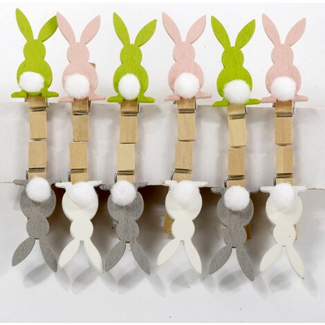 TrendLine Holzhase Clips 12 Stk Osterdeko Deko