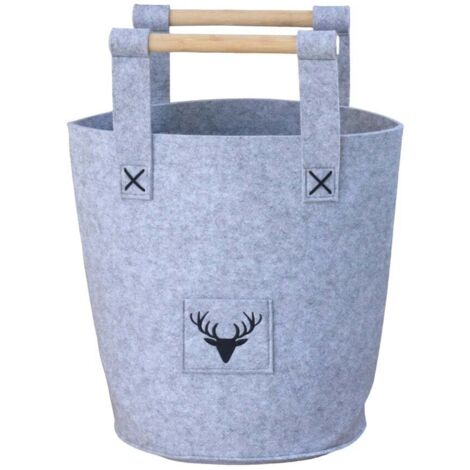TrendLine Holzkorb Filz Ø 28 x 35 cm grau Korb