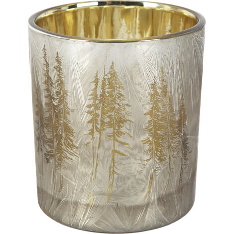 TrendLine Kerzenhalter aus Glas Ø 7 x 8 cm silber-gold Teelichthalter