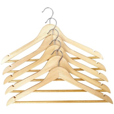 TrendLine Kleiderbügel Holz natur mit Steg 5er Pack
