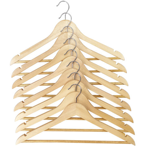 TrendLine Kleiderbügel Holz natur mit Steg 8er Pack