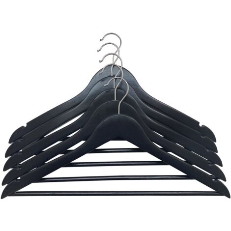 TrendLine Kleiderbügel mit Steg 5er Pack Holz schwarz