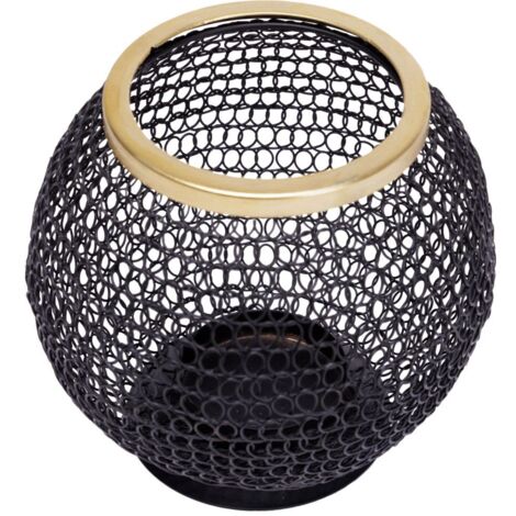 TrendLine Laterne Metall 15 x 14 cm schwarz-gold Laterne