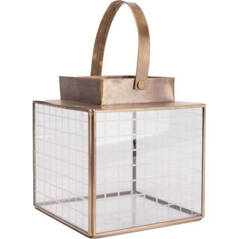 TrendLine Laterne Metall 15x14cm gold Windlicht Teelichthalter Kerzenlaterne