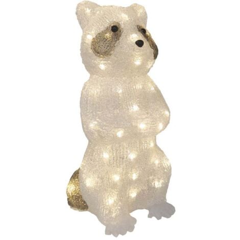 TrendLine LED Acrylfigur Waschbär 38 x 20 cm warmweiß-weiß Außen mit Timer Figuren