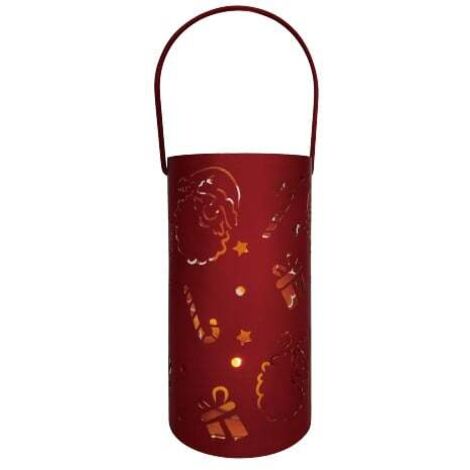 TrendLine LED Laterne Metall Ø 8 cm x 15 cm rot Laterne