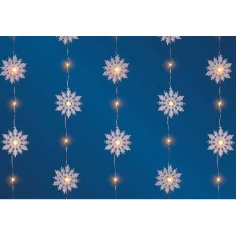 TrendLine LED-Lichtervorhang Schneeflocke Außen 60 x 150 cm warmweiß mit Timer Lichtervorhang