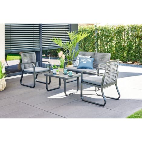 Trendline Lounge Set Bari Sitzgruppe Garten Möbel Alu Anthrazit Stuhl Tisch
