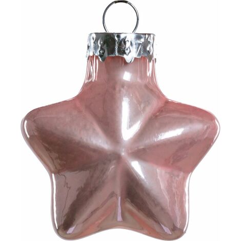 TrendLine Mini-Glas-Sterne rosa 12 Stück Ø 4 cm Dekosterne Weihnachtsschmuck