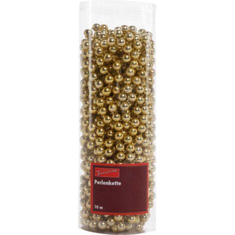 TrendLine Perlenkette bruchfest, langlebig 10 m gold Christbaum- & Feiertagsschmuck