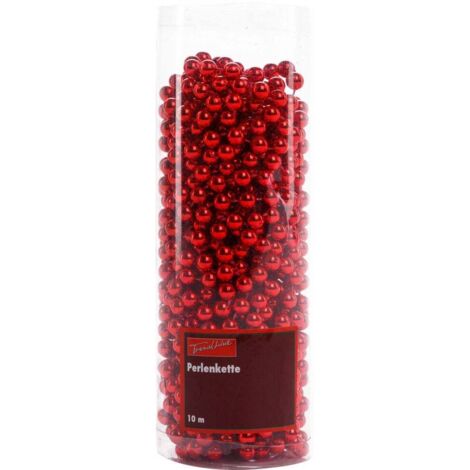 TrendLine Perlenkette bruchfest, langlebig 10 m rot Christbaum- & Feiertagsschmuck