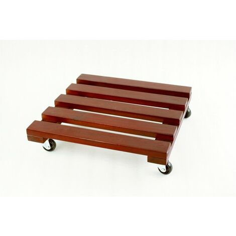 TrendLine Pflanzenroller Akazie 4 Rollen 35x35cm Blumenroller Rolluntersetzer