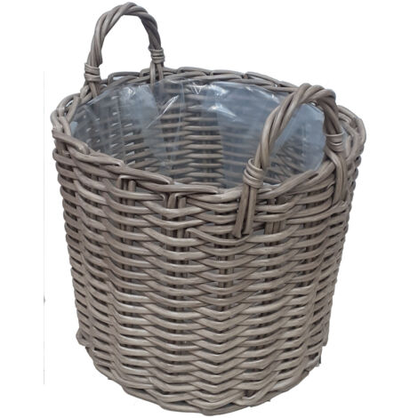 TrendLine Pflanzkorb Blumenkasten Blumentopf Ø 46 x 34 cm Geflochten Beige