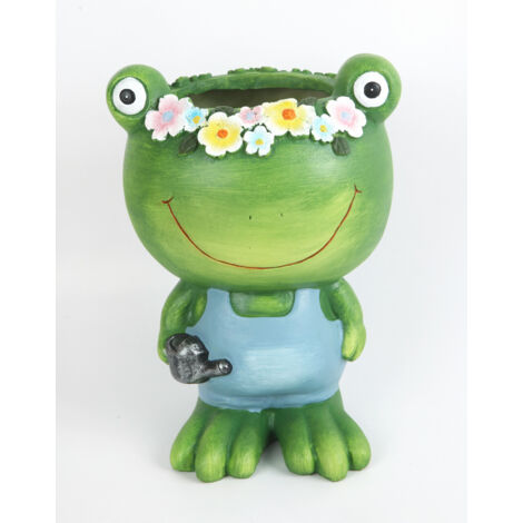 TrendLine Pflanztopf Polyresin Frosch 30 x 17 x 21 cm grün