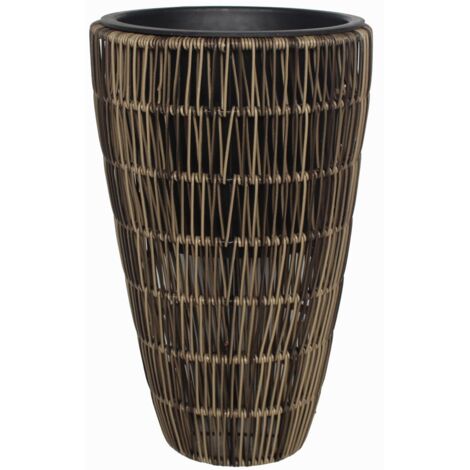 TrendLine Polyrattan Pflanztopf Ø26x42cm mit Einsatz Körbe, Blumentöpfe, -kästen & Untersetzer