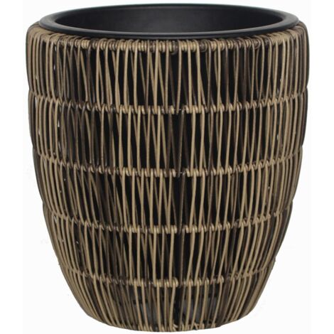 TrendLine Polyrattan Pflanztopf Ø28x30cm mit Einsatz Körbe, Blumentöpfe, -kästen & Untersetzer