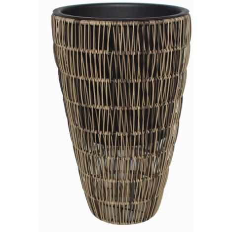 TrendLine Polyrattan Pflanztopf Ø30x48cm mit Einsatz Körbe, Blumentöpfe, -kästen & Untersetzer