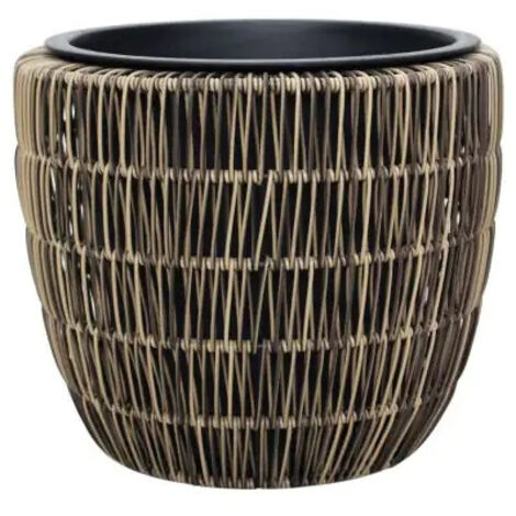 TrendLine Polyrattan Pflanztopf Ø 33 x 28cm mit Einsatz Pflanzkasten Blumenkübel