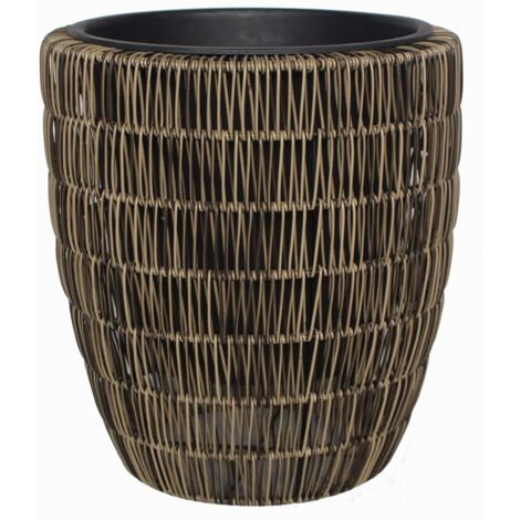 TrendLine Polyrattan Pflanztopf Ø38x42cm mit Einsatz Körbe, Blumentöpfe, -kästen & Untersetzer