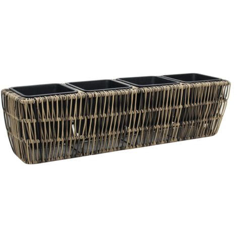TrendLine Polyrattan Pflanztopf mit 4 Einsätzen 57 x 16 x 15 cm braun Körbe, Blumentöpfe, -kästen & Untersetzer