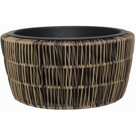 TrendLine Polyrattan Schale Ø 36 x 17 cm mit Einsatz Gartenfiguren & Verzierungen