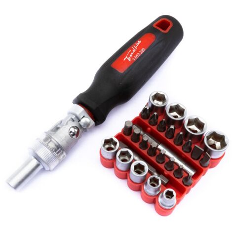 TrendLine Ratschen-Bit-Set, Ratschenschraubendreher mit Softgriff 28-teilig,