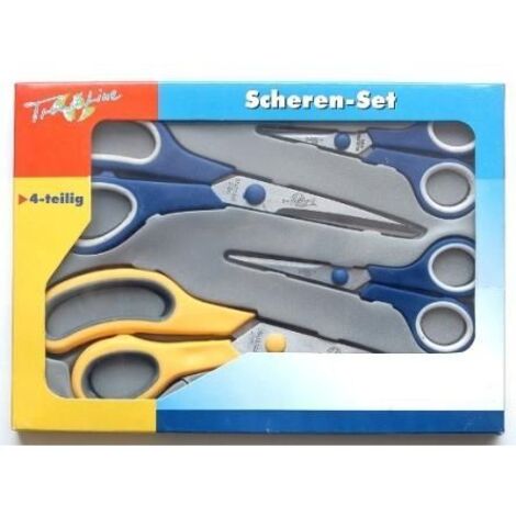 Trendline Scheren-Set 4 teilig Kunststoffgriff Edelstahl-Klingen ca. 6 - 10cm