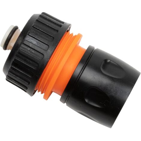 TrendLine Schlauchanschluss-Stück mit Wasserstopp Kunststoff Schwarz/Orange