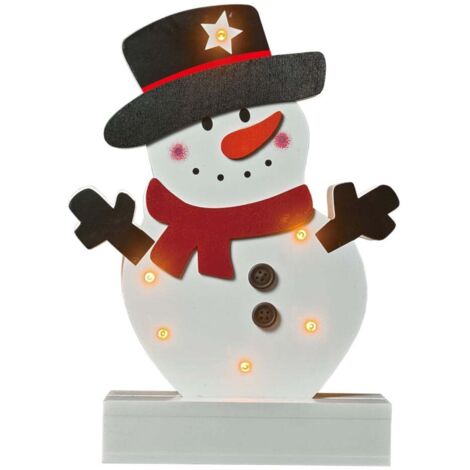 TrendLine Schneemann Holz 18,5 x 5,5 x 25,5 cm weiß+schwarz Figur