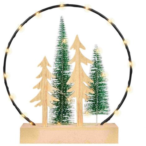 TrendLine Tischdeko Metall+Holz 24 x 8 x 25 cm grün/natur Teelichthalter