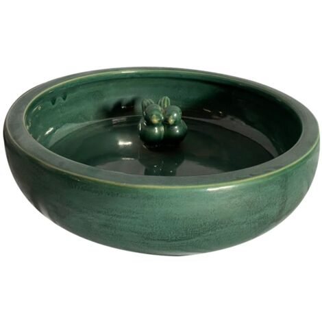 TrendLine Vogeltränke grün glasiert 28,5 x 28,5 x 7,5 cm Vogeltränke