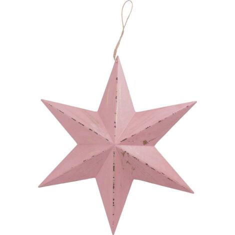 TrendLine Weihnachtsaufhänger Holz Stern 40 x 35 cm rosa Dekofigur