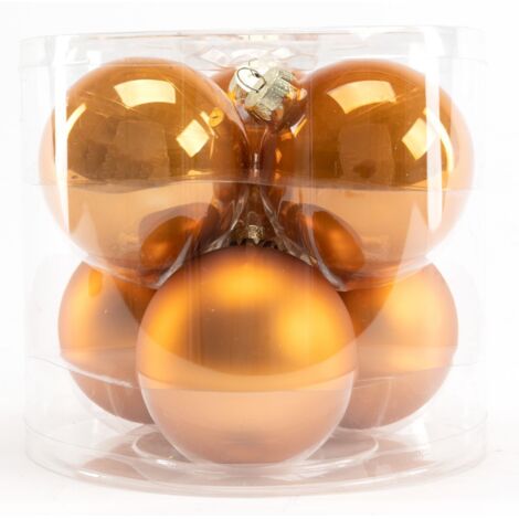 TrendLine Weihnachtskugeln aus Glas Ø 8 cm bernstein 6 Stück Christbaum- & Feiertagsschmuck